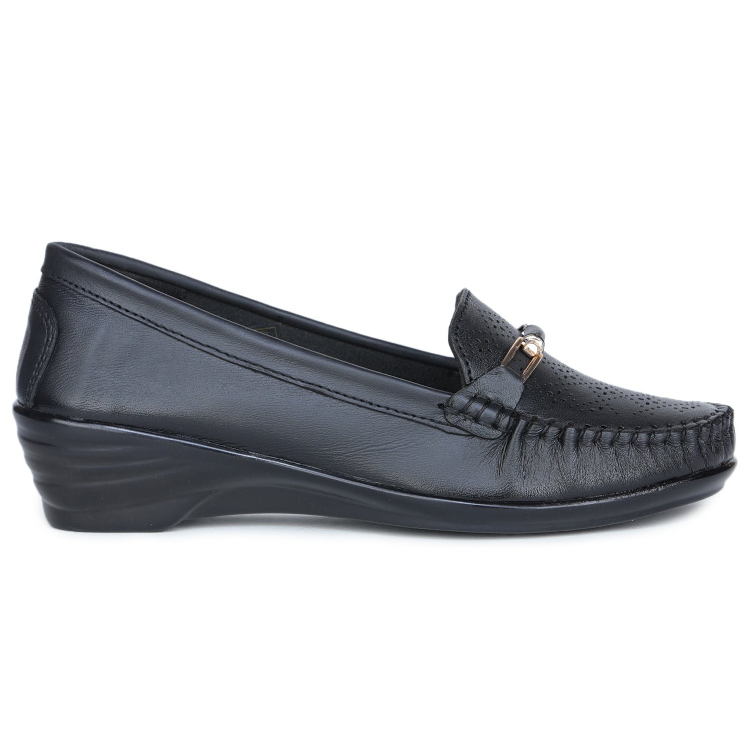 Women’s Genuine Leather Perforated Slip-On Bellies with Metal Trim - 1131
