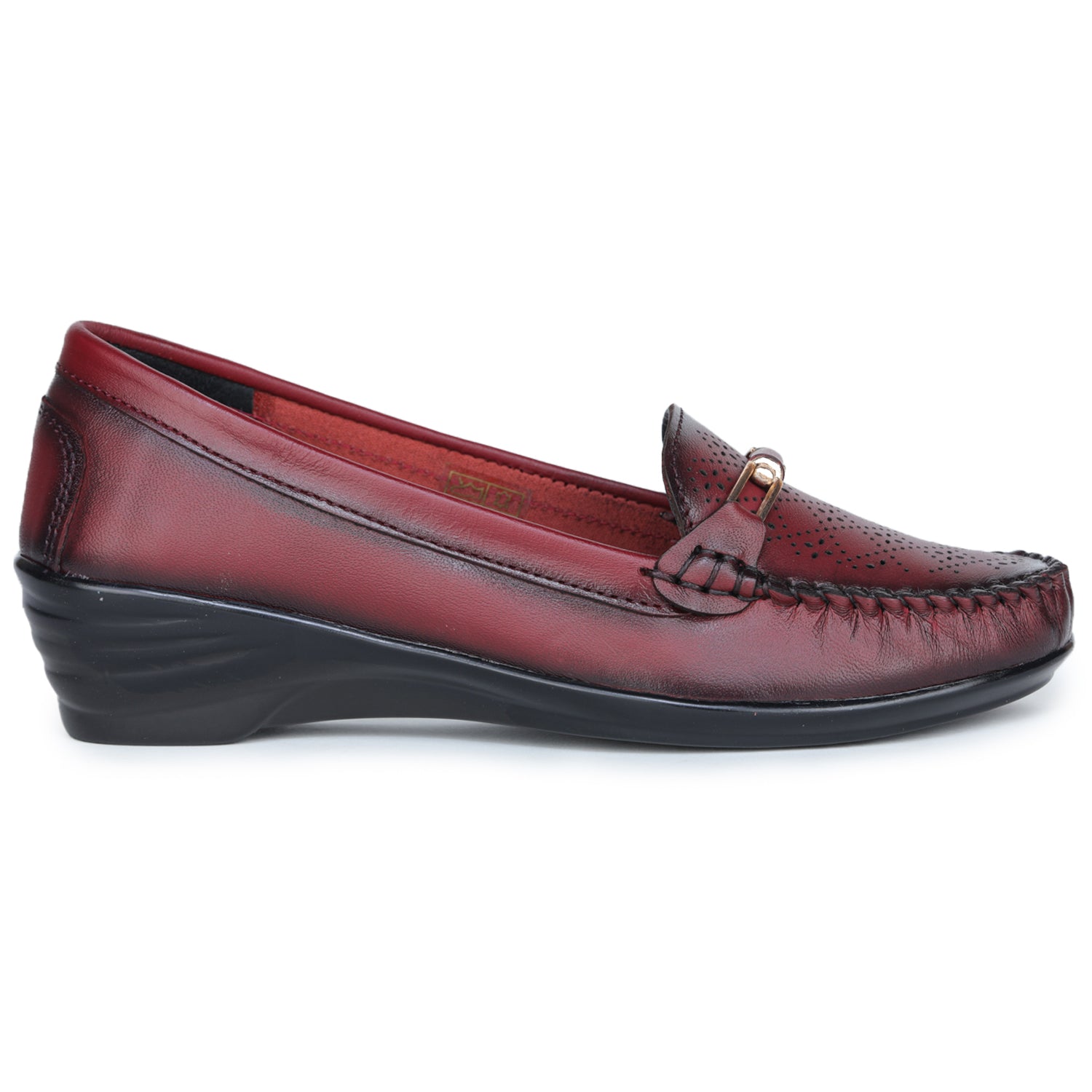 Women’s Genuine Leather Perforated Slip-On Bellies with Metal Trim - 1131