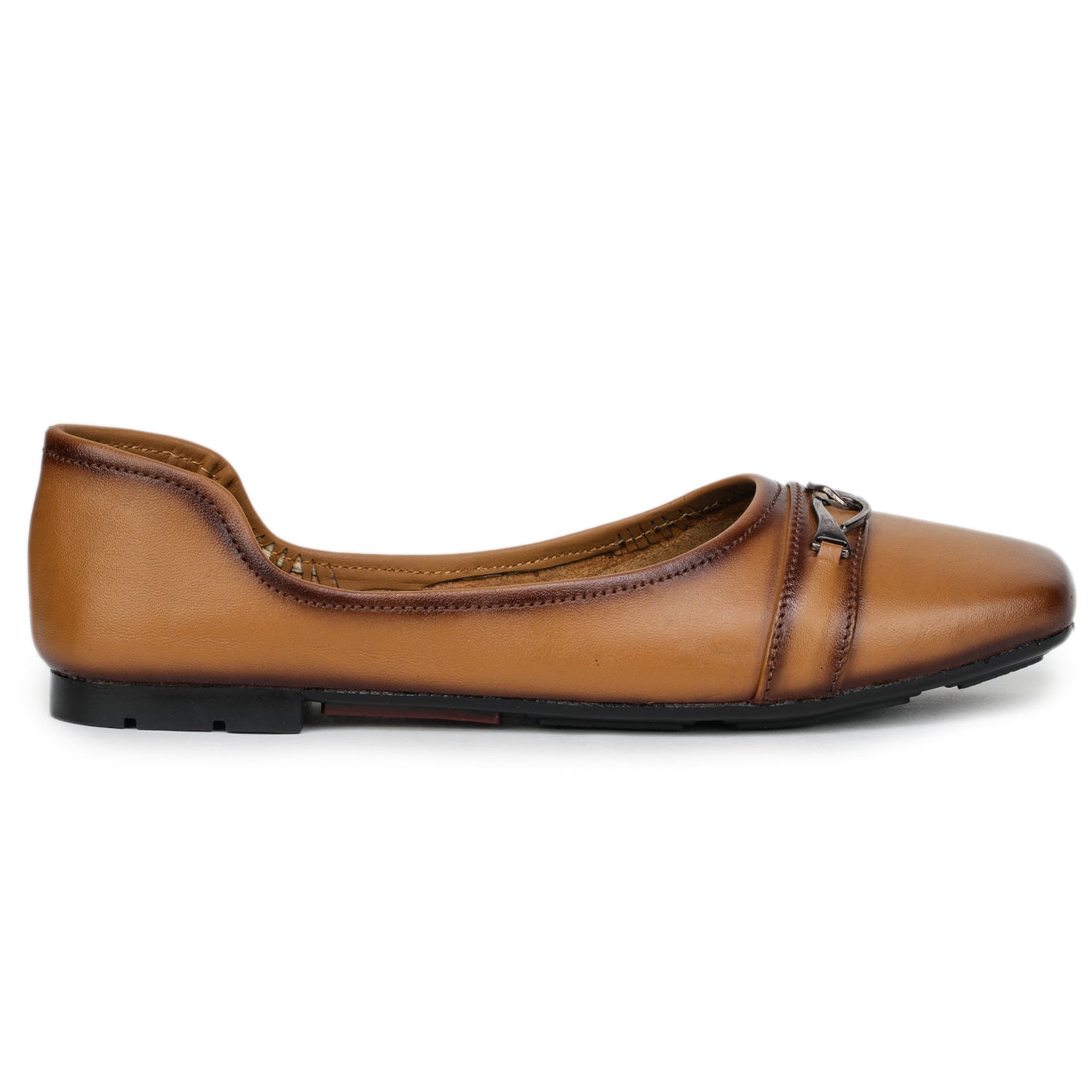 Women’s Genuine Leather Square-Toe Bellies with Metal Trim - 1531