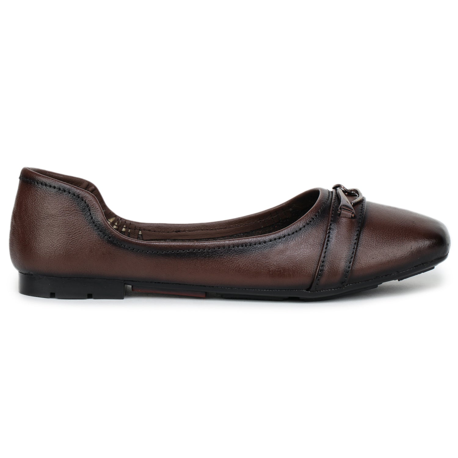 Women’s Genuine Leather Square-Toe Bellies with Metal Trim - 1531