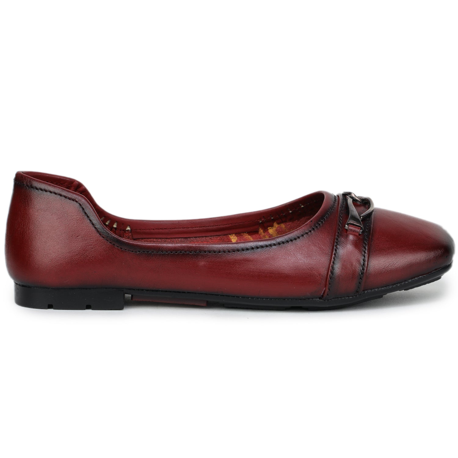 Women’s Genuine Leather Square-Toe Bellies with Metal Trim - 1531