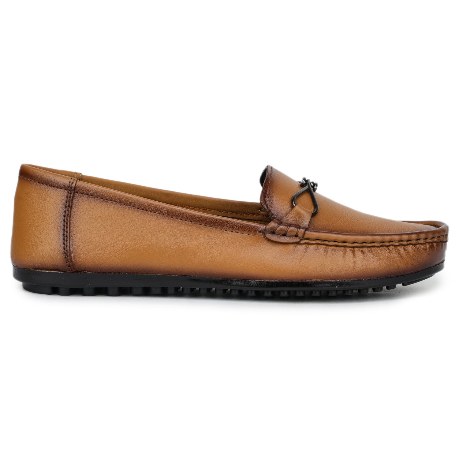 Women’s Leather Moccasin Bellies with Metal Accent - 1622