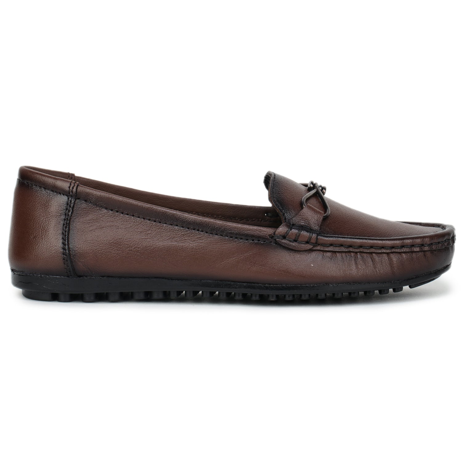 Women’s Leather Moccasin Bellies with Metal Accent - 1622