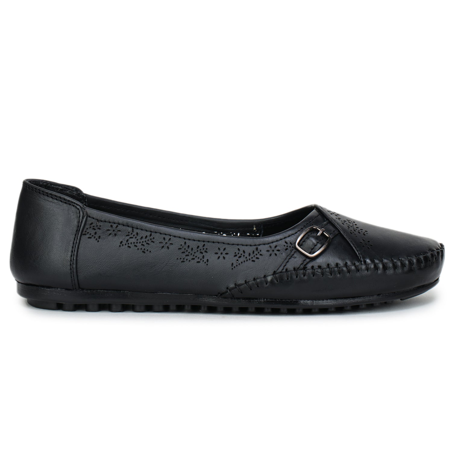 Women’s Genuine Leather Textured Bellies with Buckle Accent - 1633