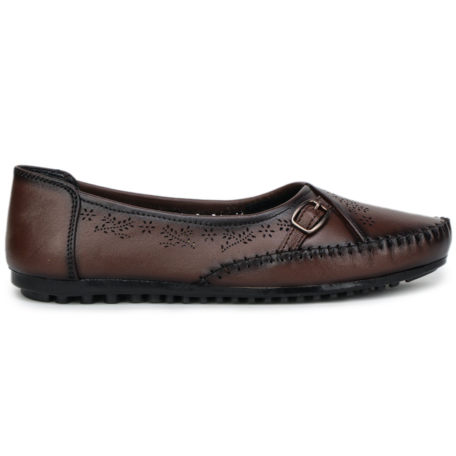 Women’s Genuine Leather Textured Bellies with Buckle Accent - 1633