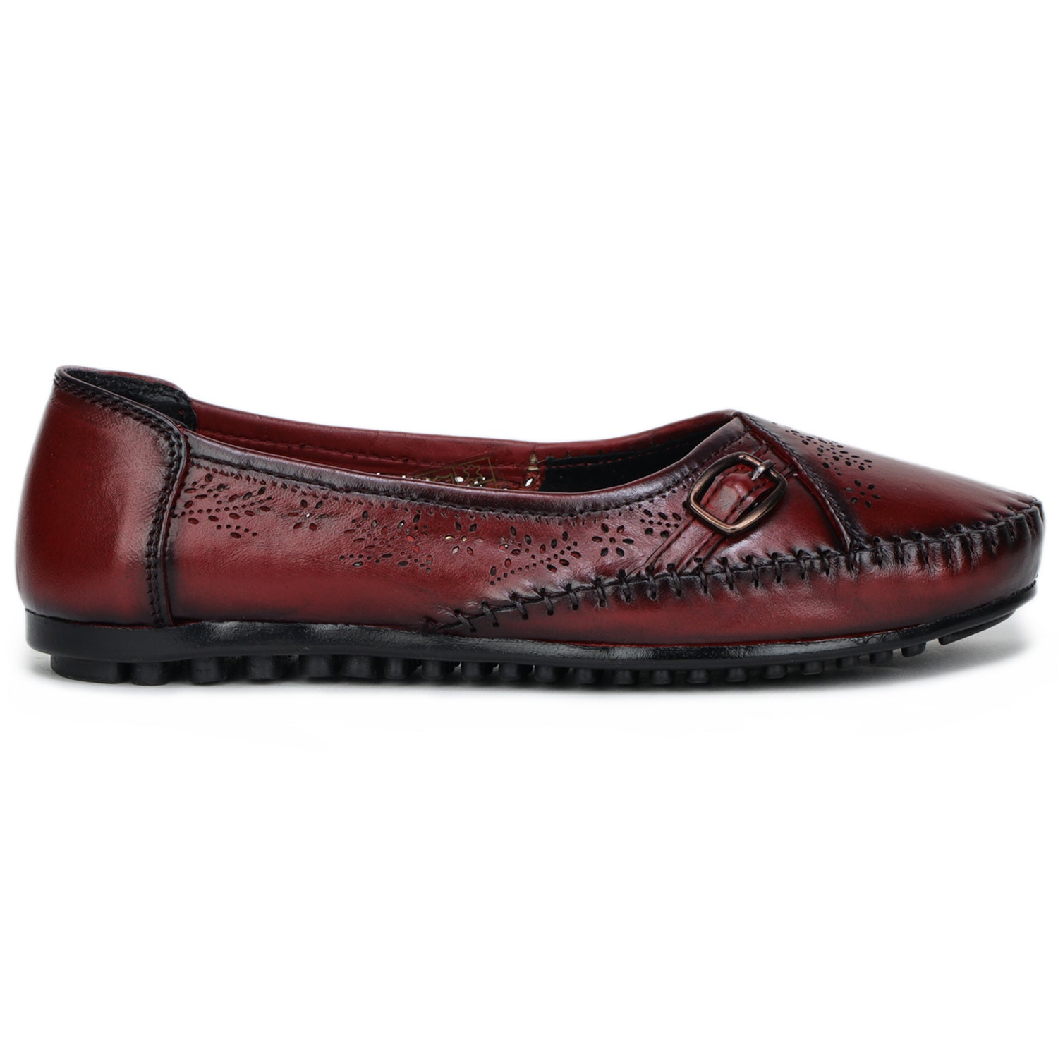 Women’s Genuine Leather Textured Bellies with Buckle Accent - 1633