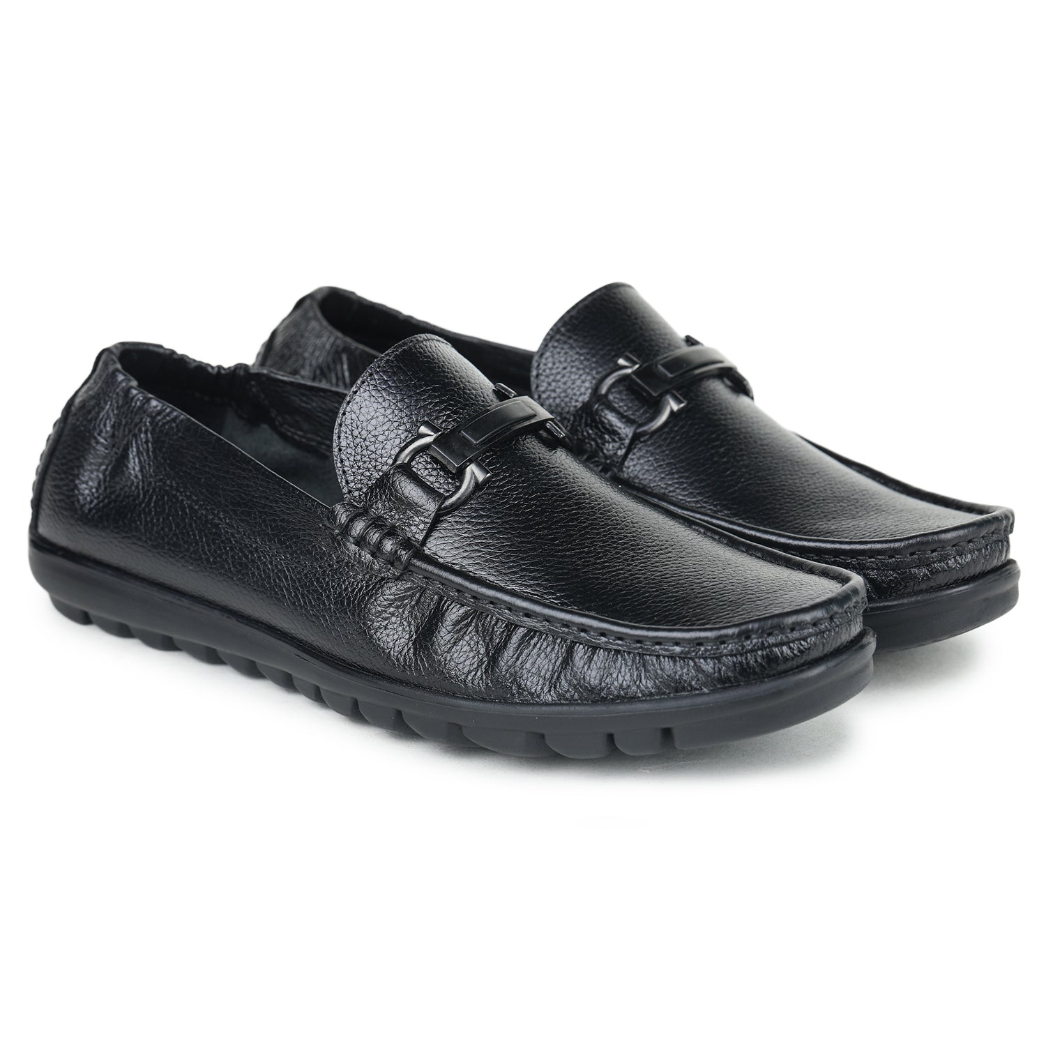 Men’s Genuine Leather Moc Loafers with Decorative Bit - 1645