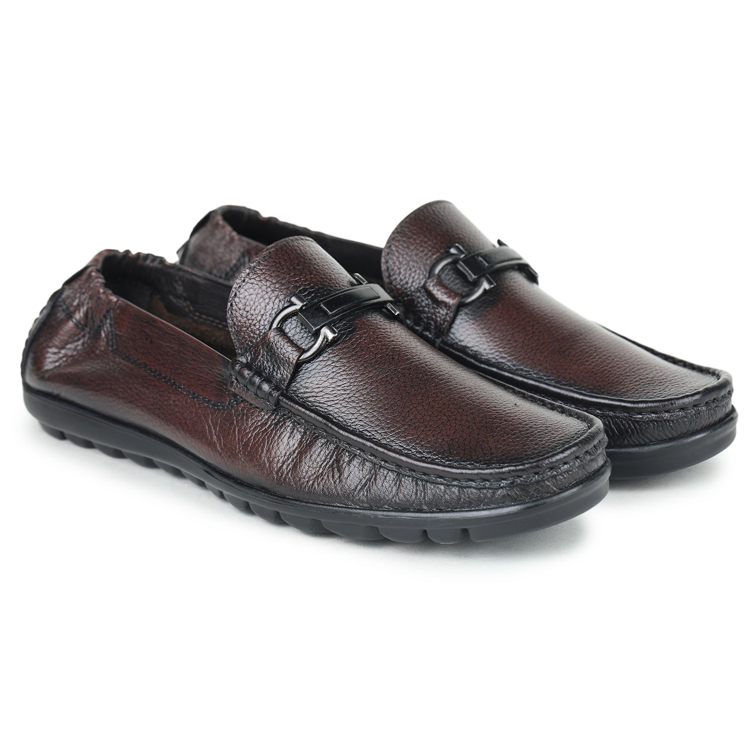 Men’s Genuine Leather Moc Loafers with Decorative Bit - 1645
