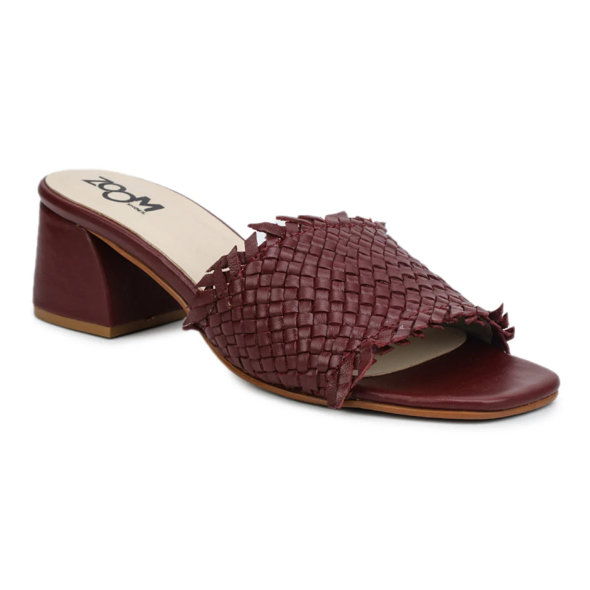 Chic Women's Flared Heel Slippers L701 with Weave Design - Zoom Shoes India
