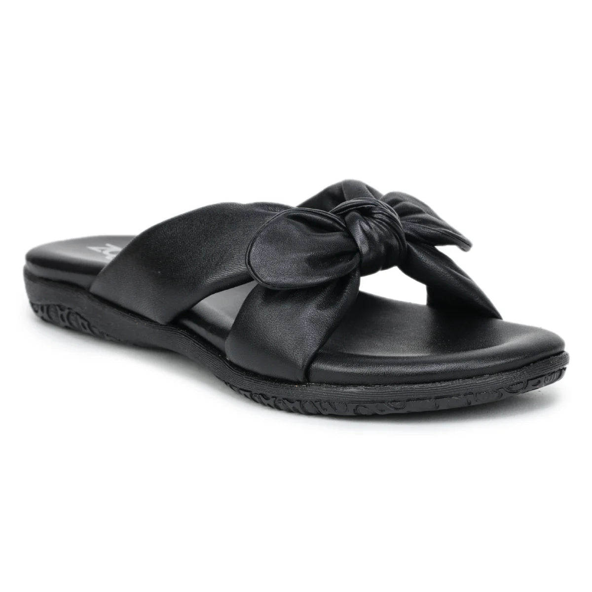 Elegant Women's Leather Slippers with Knot Tie Design L 135 - Zoom Shoes India