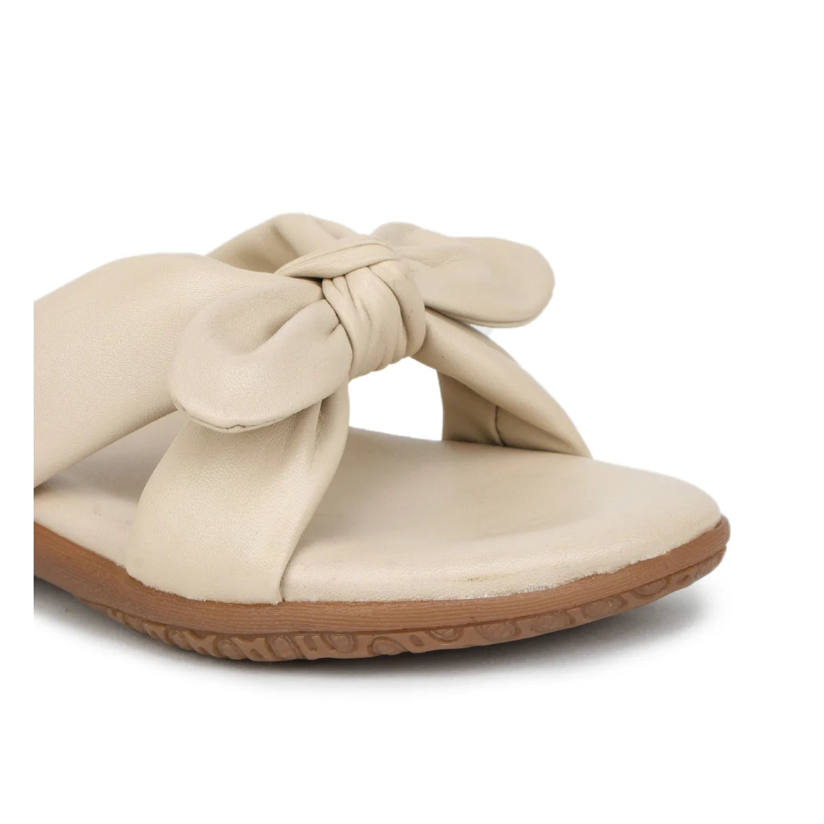 Elegant Women's Leather Slippers with Knot Tie Design L 135 - Zoom Shoes India