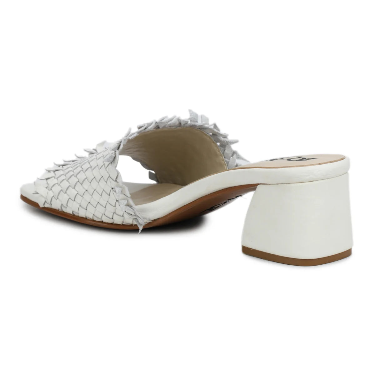 Chic Women's Flared Heel Slippers L701 with Weave Design - Zoom Shoes India