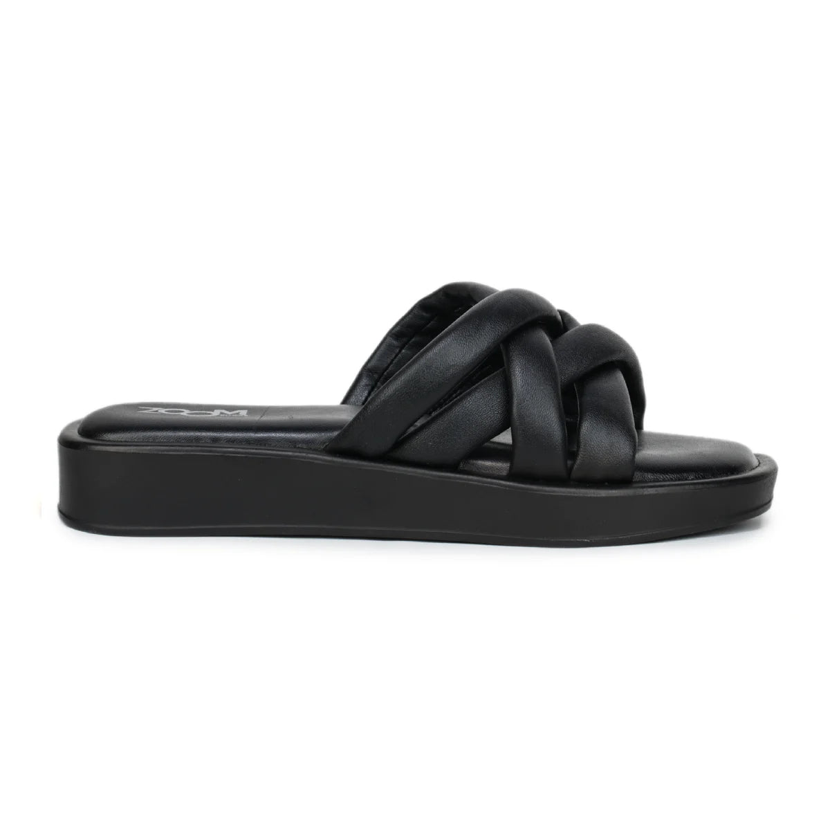 Stylish Women's Leather Slippers L 212 with Criss-Cross Design - Zoom Shoes India
