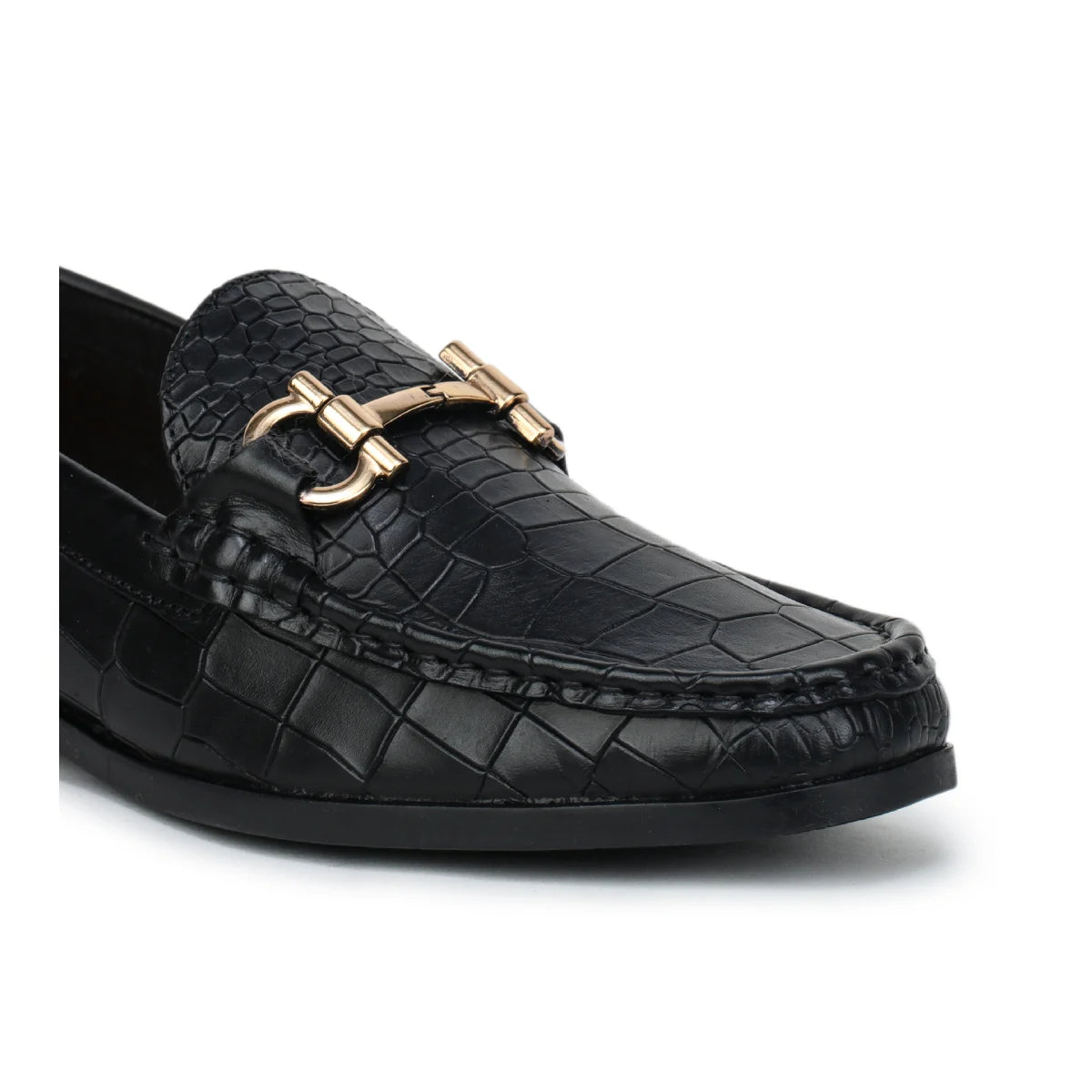 Men’s Leather Loafers 840 – Glossy Croc-Textured Slip-On Shoes - Zoom Shoes India