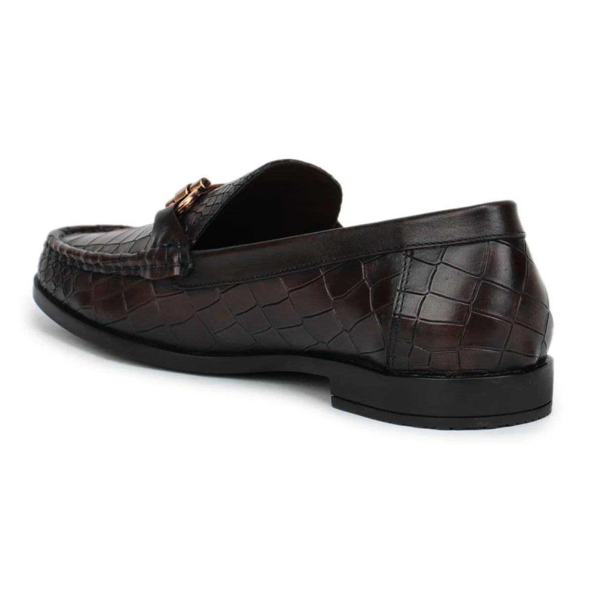 Men’s Leather Loafers 840 – Glossy Croc-Textured Slip-On Shoes - Zoom Shoes India