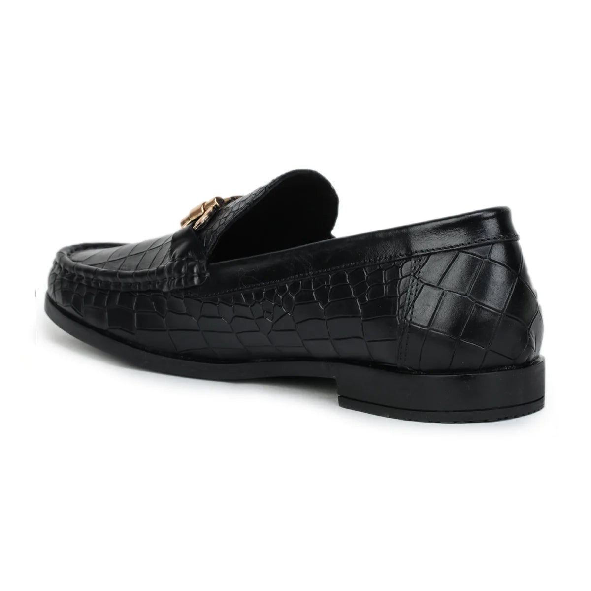 Men’s Leather Loafers 840 – Glossy Croc-Textured Slip-On Shoes - Zoom Shoes India
