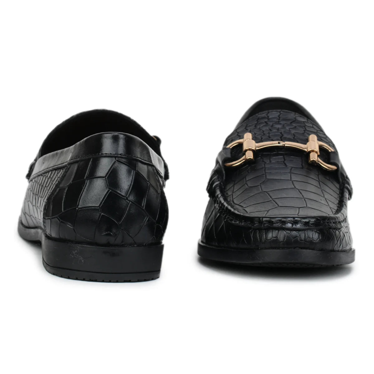 Men’s Leather Loafers 840 – Glossy Croc-Textured Slip-On Shoes - Zoom Shoes India