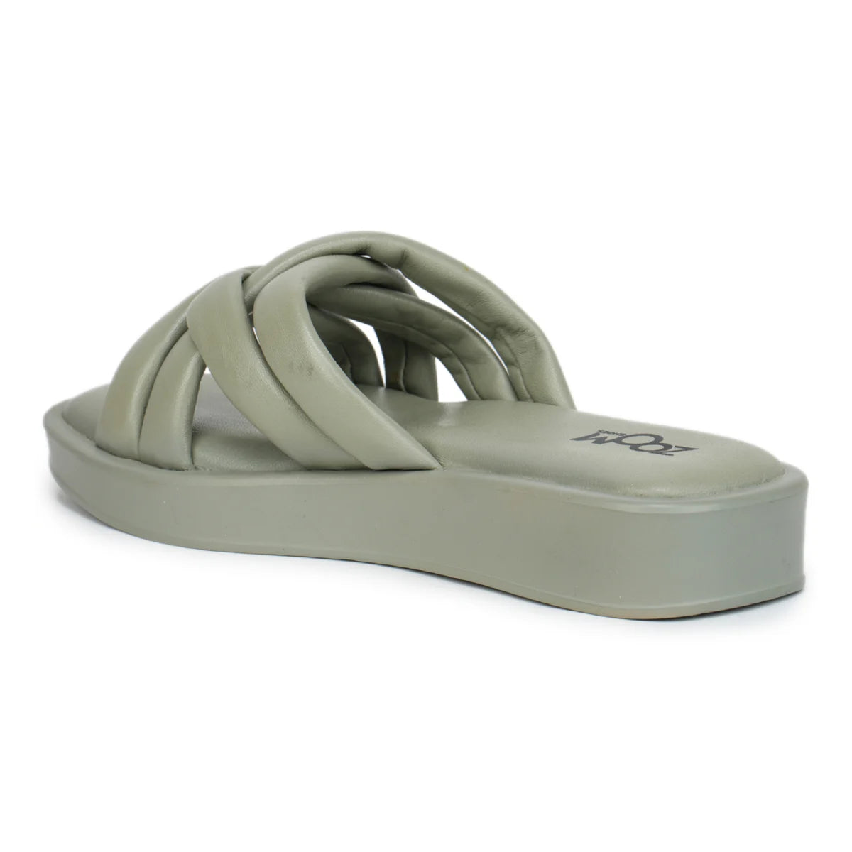 Stylish Women's Leather Slippers L 212 with Criss-Cross Design - Zoom Shoes India