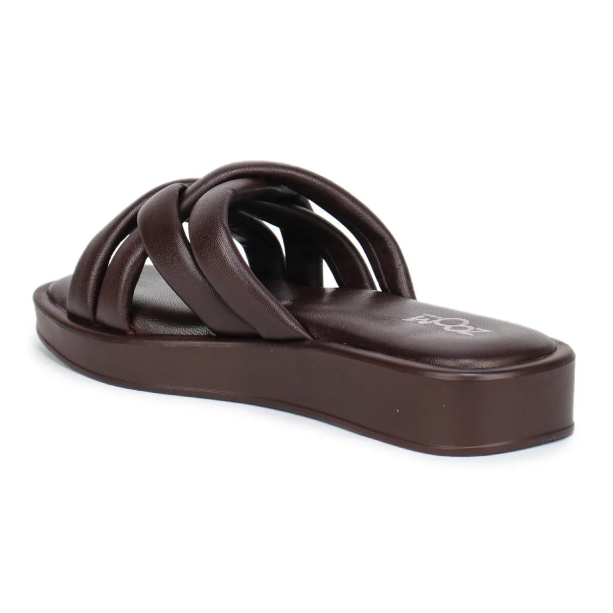 Stylish Women's Leather Slippers L 212 with Criss-Cross Design - Zoom Shoes India