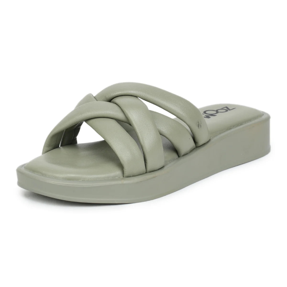 Stylish Women's Leather Slippers L 212 with Criss-Cross Design - Zoom Shoes India