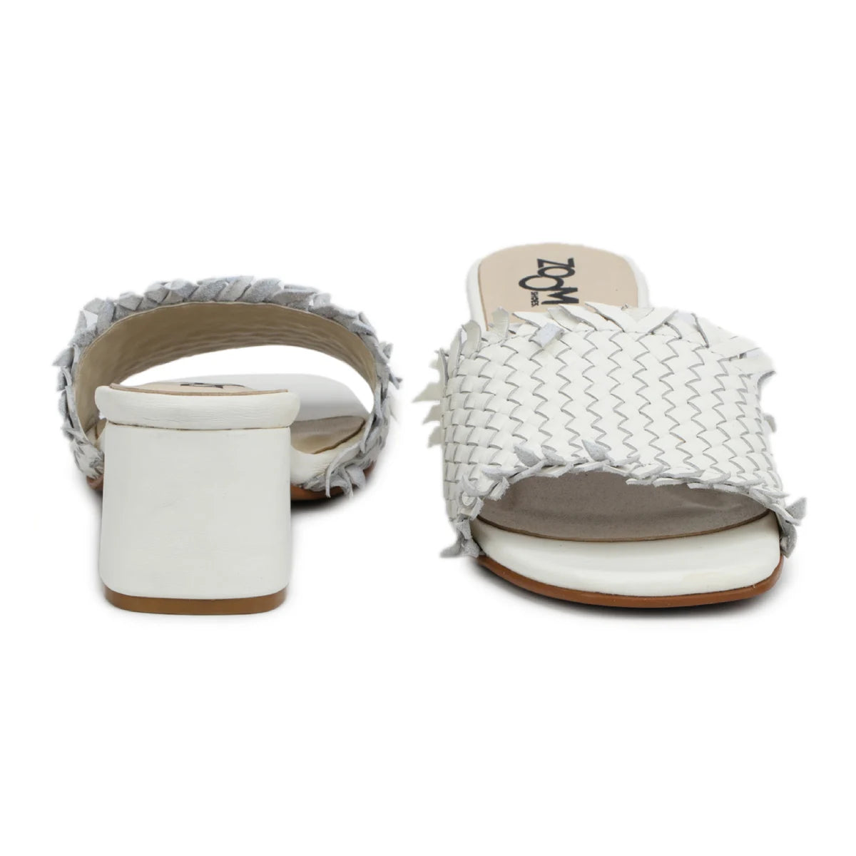 Chic Women's Flared Heel Slippers L701 with Weave Design - Zoom Shoes India