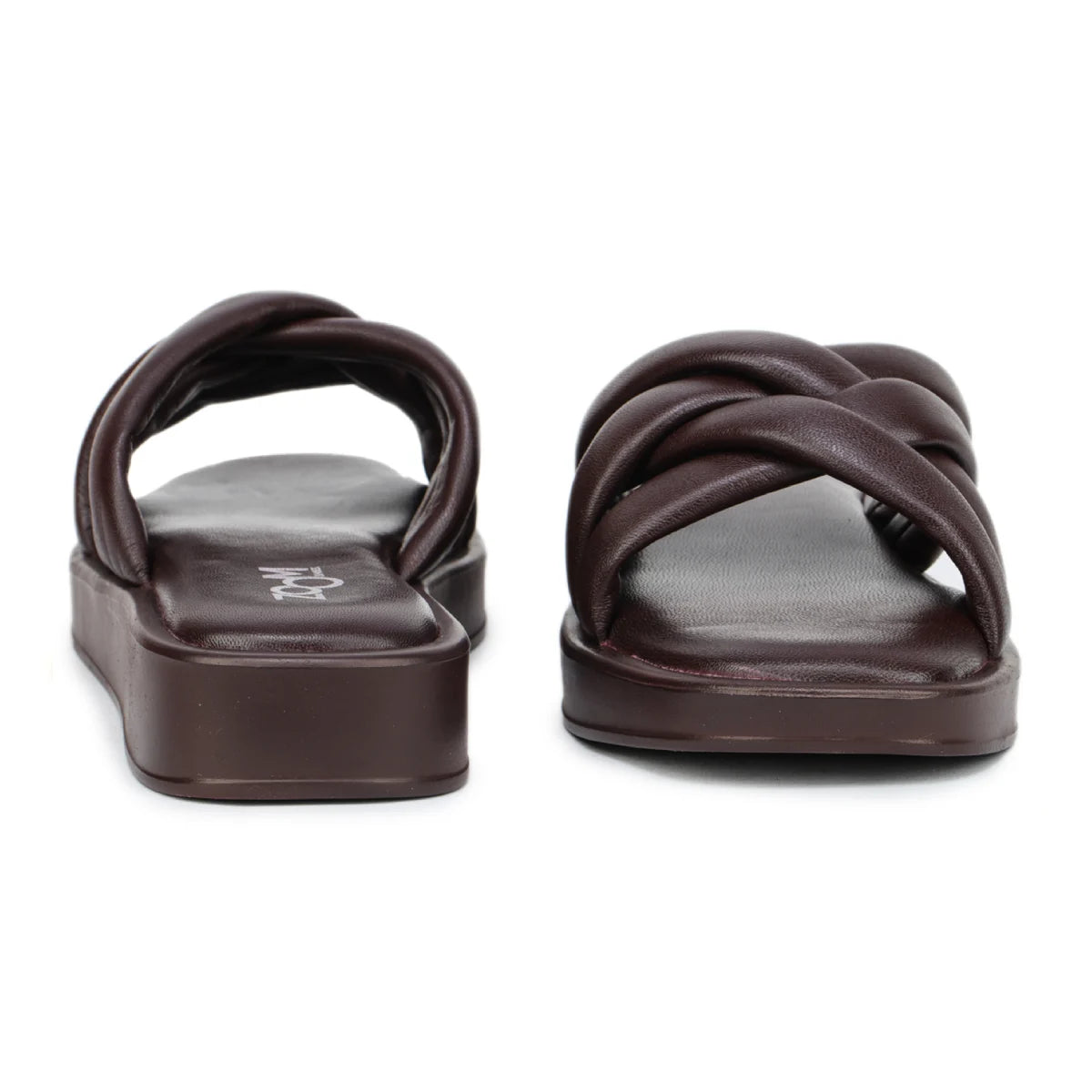 Stylish Women's Leather Slippers L 212 with Criss-Cross Design - Zoom Shoes India