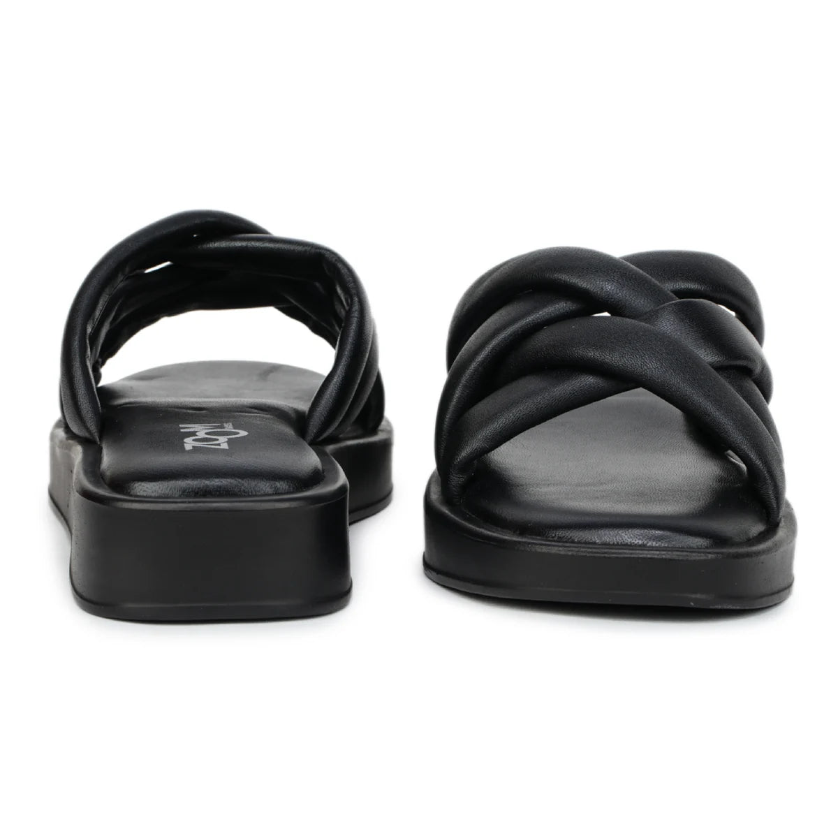 Stylish Women's Leather Slippers L 212 with Criss-Cross Design - Zoom Shoes India