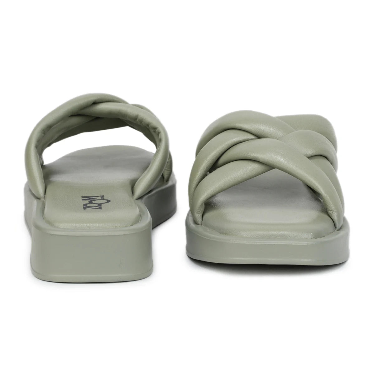 Stylish Women's Leather Slippers L 212 with Criss-Cross Design - Zoom Shoes India