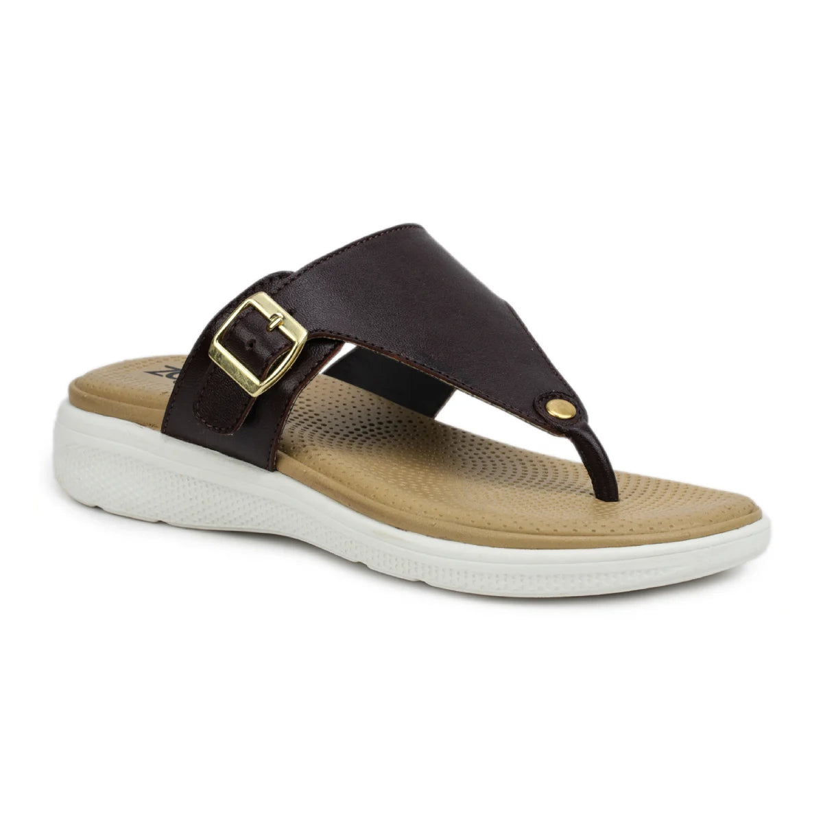 Leather Slippers For Women 7525 – V-Toe Monk Strap Flats with Cushioned Insole - Zoom Shoes India