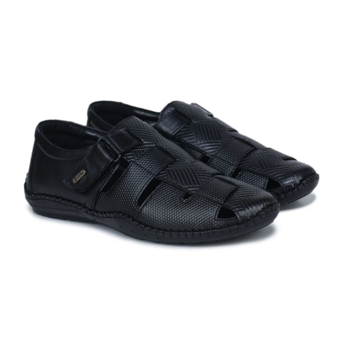 Original Leather Sandals for Men – 1901 with Mat Weave Design & Cushioned Insole - Zoom Shoes India