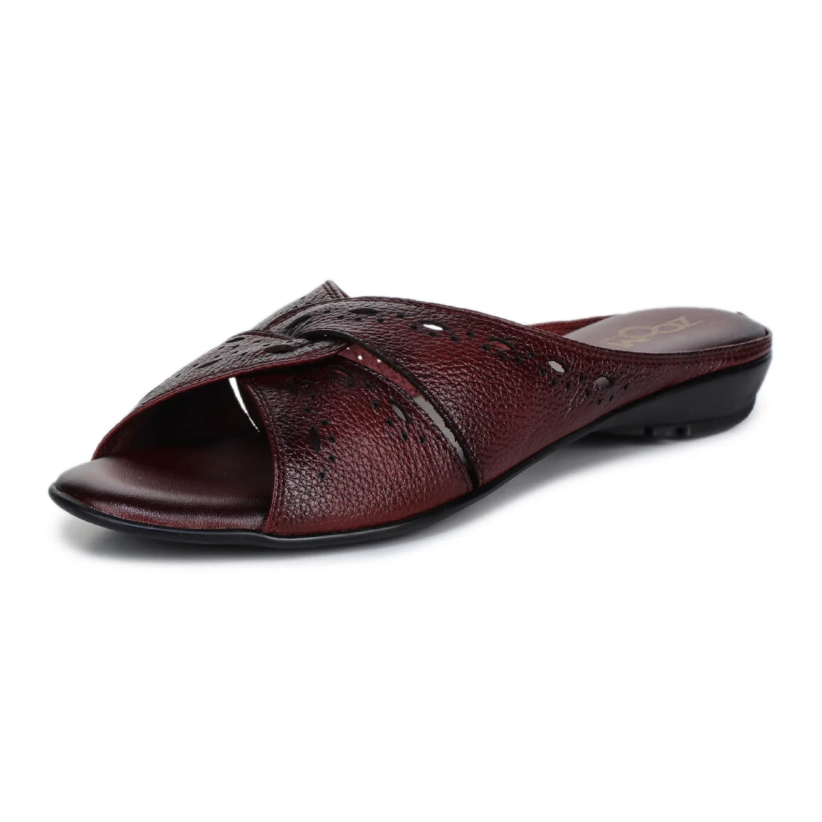 Sophisticated Women's Leather Slippers L 615 with Brogue Design - Zoom Shoes India