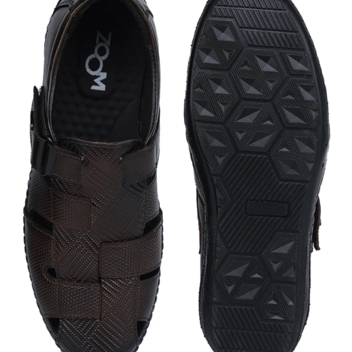 Original Leather Sandals for Men – 1901 with Mat Weave Design & Cushioned Insole - Zoom Shoes India