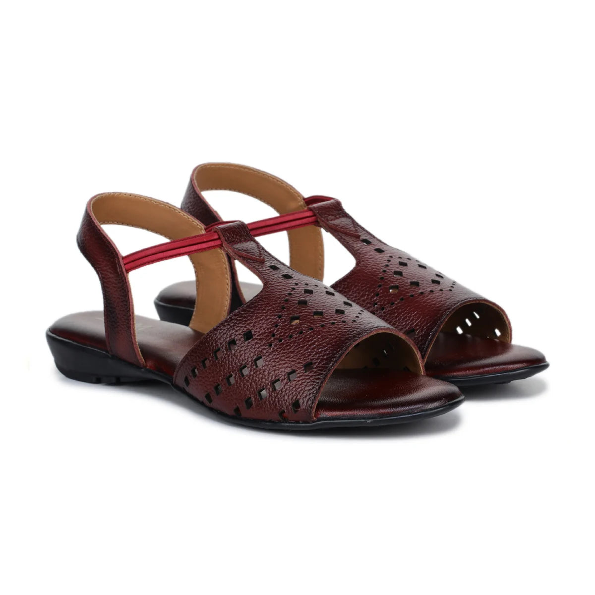 Leather Sandals For Women L 648 – Thong Style with Brogue Detailing - Zoom Shoes India