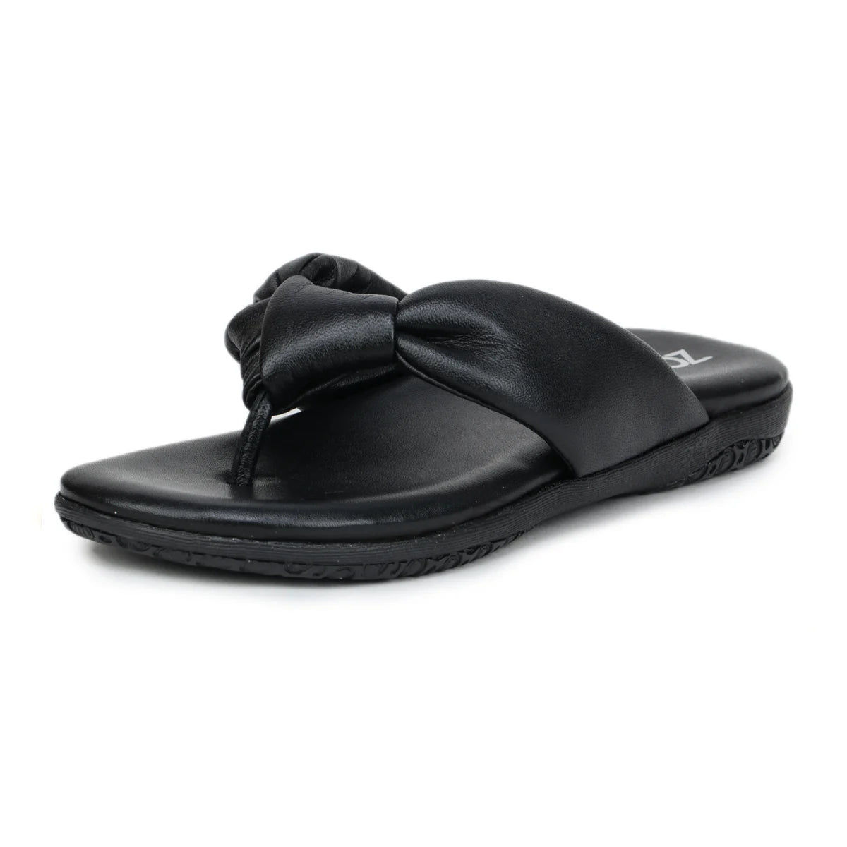 Women’s Leather Slippers L 132 – V-Toe Tie Knot Design with Cushioned Insole - Zoom Shoes India