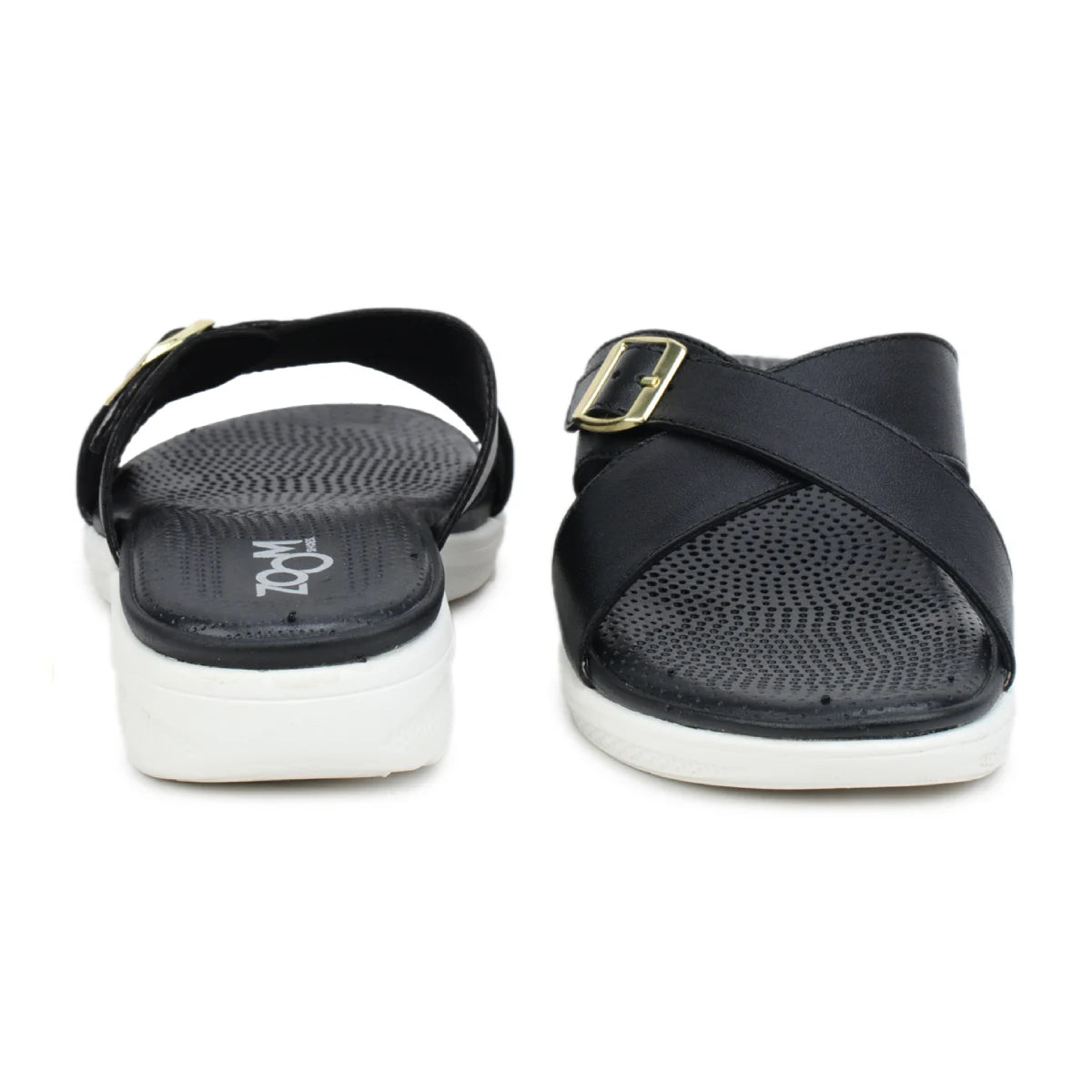 Women’s Leather Slippers 7515 – Criss-Cross Buckle Design - Zoom Shoes India