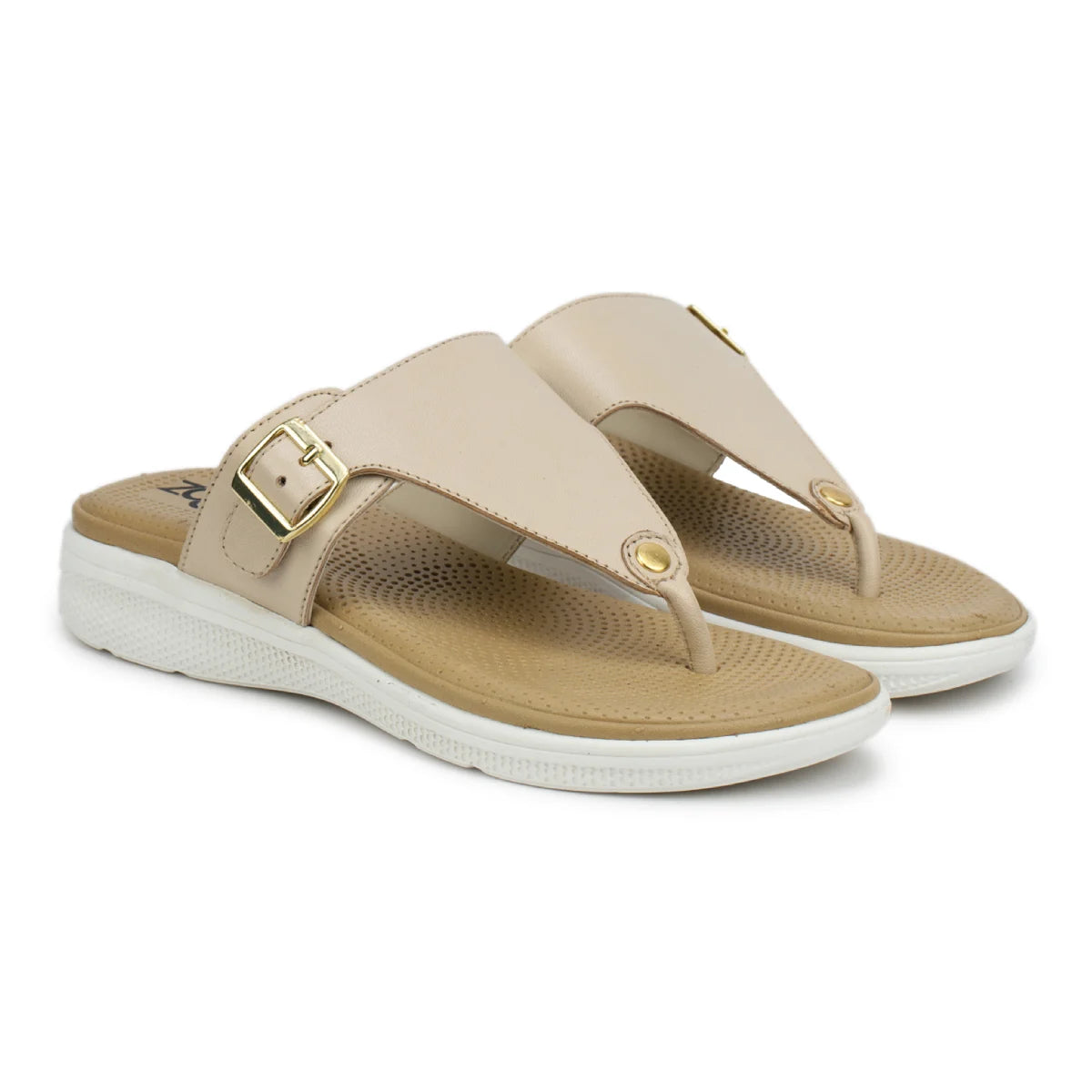 Leather Slippers For Women 7525 – V-Toe Monk Strap Flats with Cushioned Insole - Zoom Shoes India