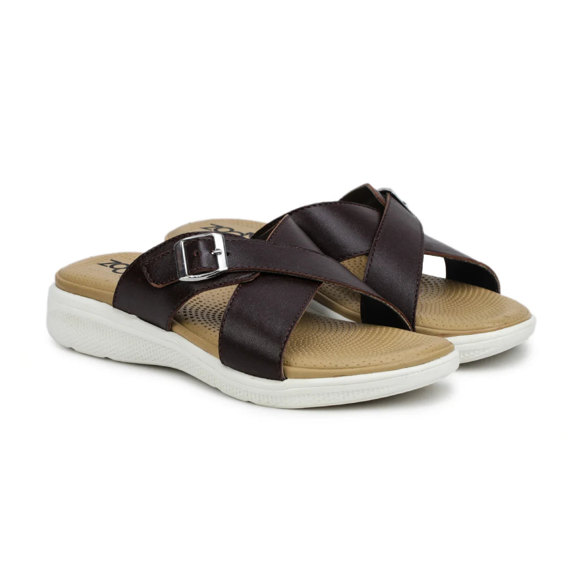 Women’s Leather Slippers 7515 – Criss-Cross Buckle Design - Zoom Shoes India