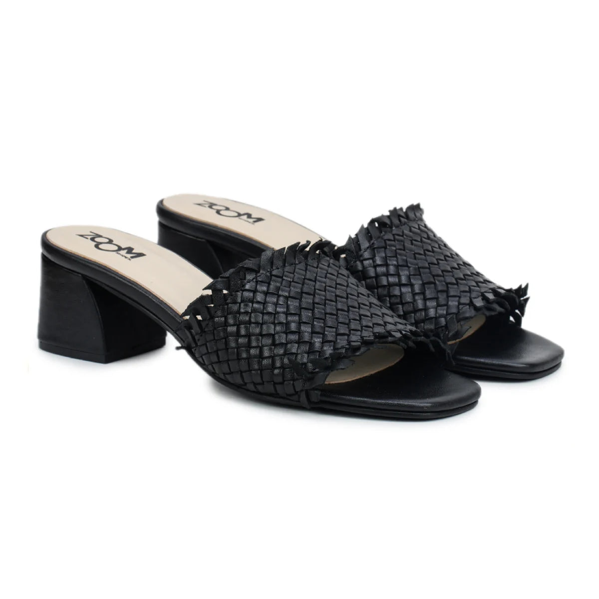 Chic Women's Flared Heel Slippers L701 with Weave Design - Zoom Shoes India