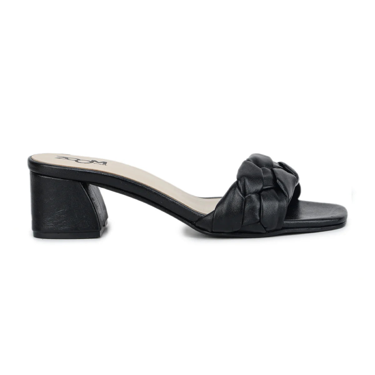 Leather Slippers For Women L 711 – Braid Design with Block Heels & Cushioned Insole - Zoom Shoes India