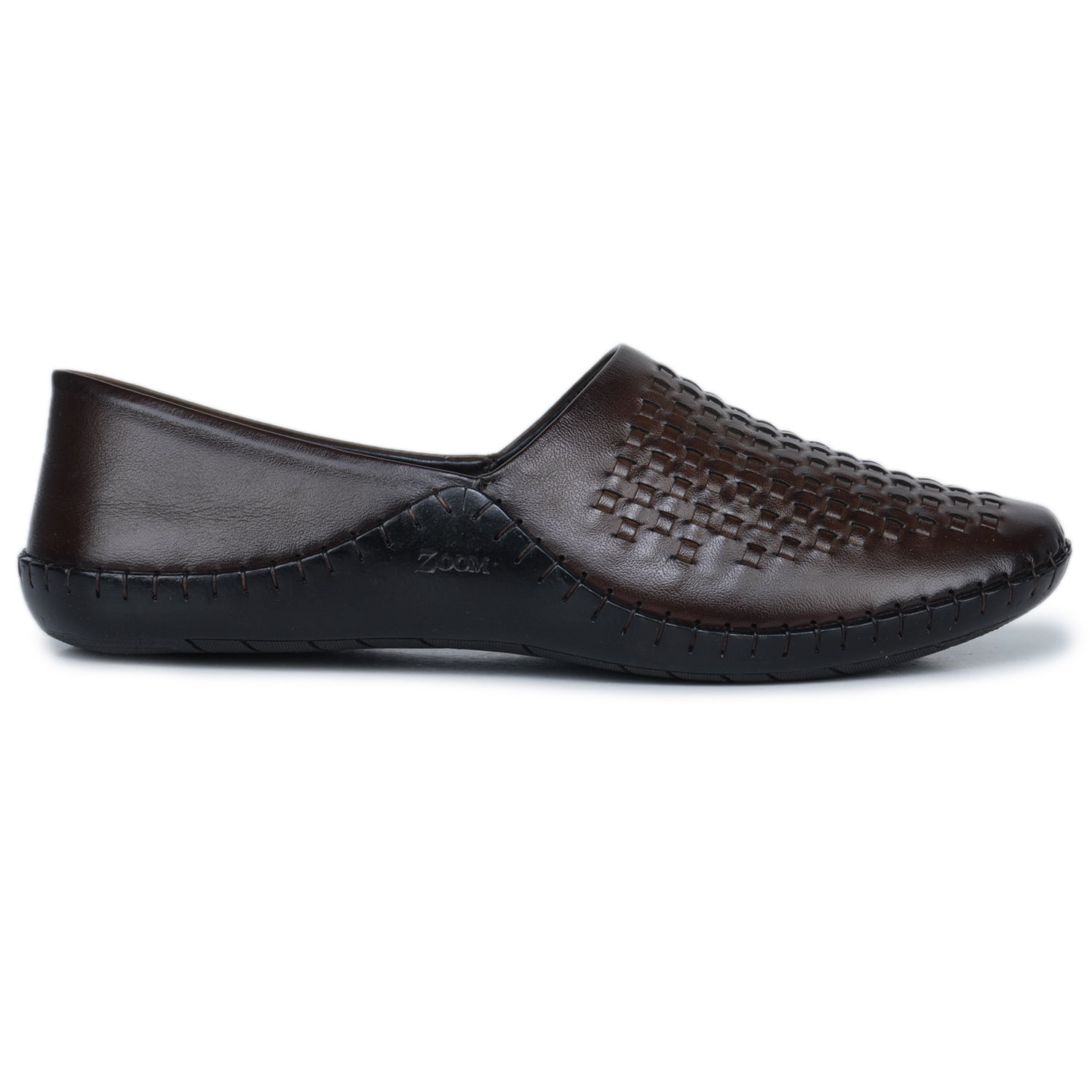 Men’s Textured Woven Genuine Leather Low Ankle Casual Slip-On Loafers - 5960