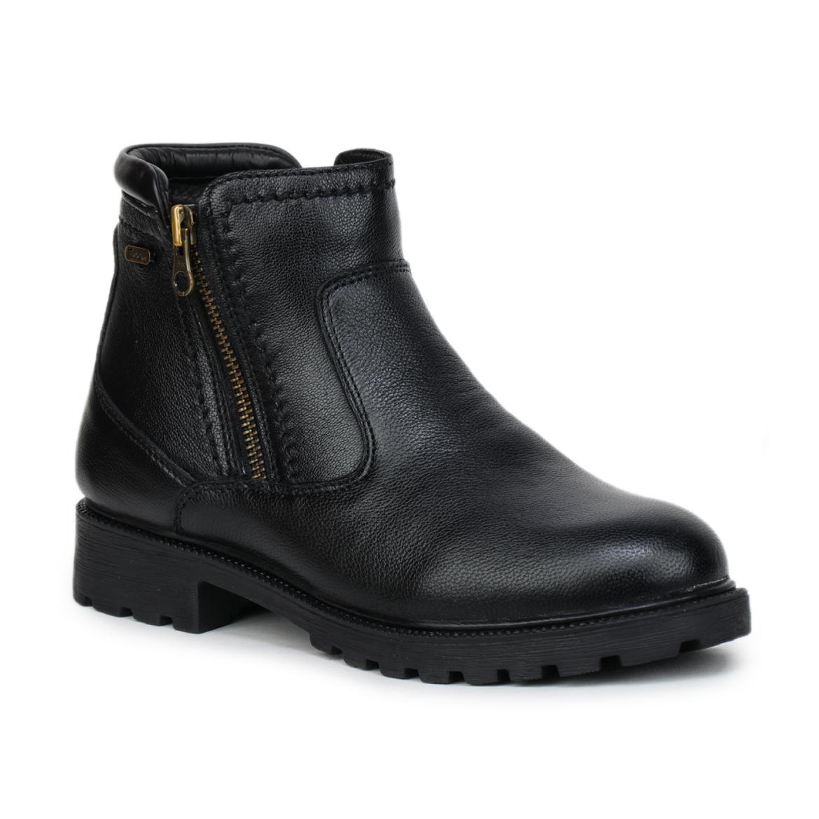Genuine Leather Zipper Boots for Women 9051 UK Black