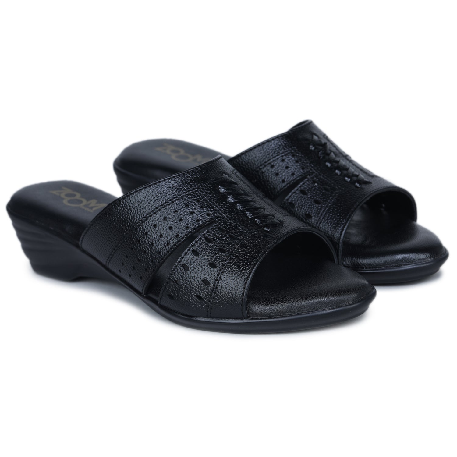 Women’s Textured Genuine Leather Low Ankle Casual Slip-On Comfort Sandals - 9125