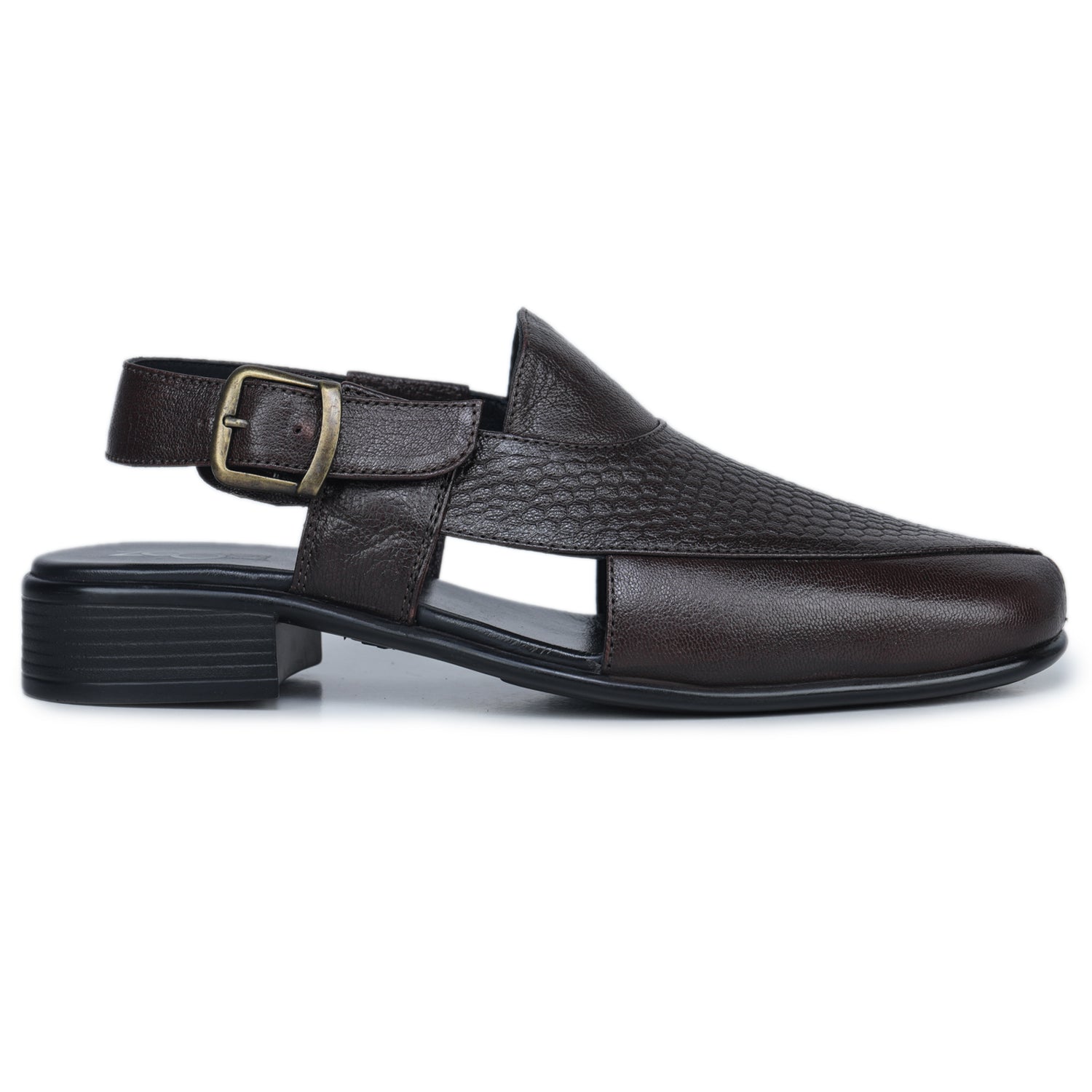 Men’s Textured Genuine Leather Low Ankle Slip-On Casual Sandals - 9287