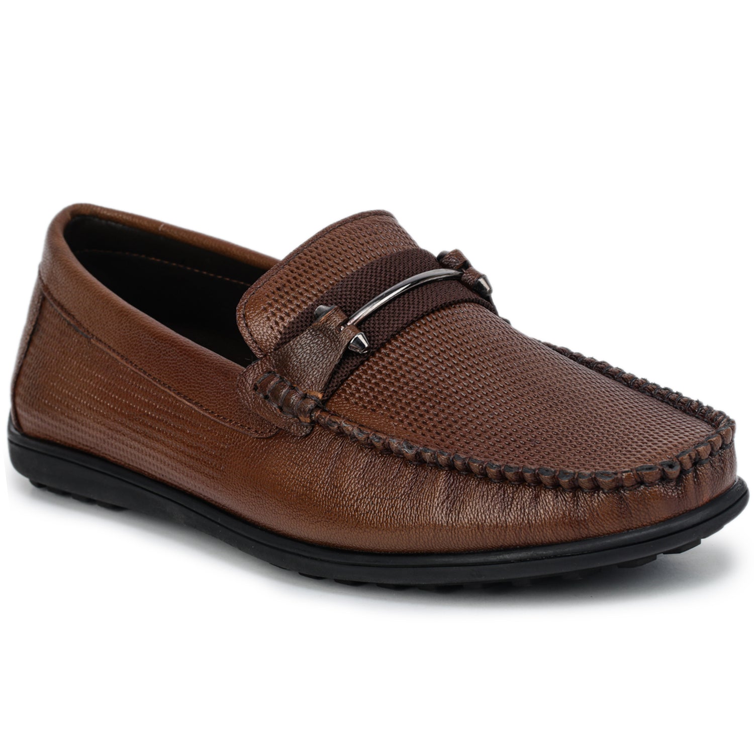 Men’s Textured Leather Bit Loafers - 9850