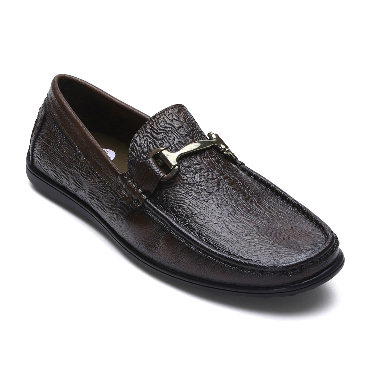 Fine-grain Leather Loafers for Men – 9855 with Tree Bark Texture & Cushioned Insole - Zoom Shoes India