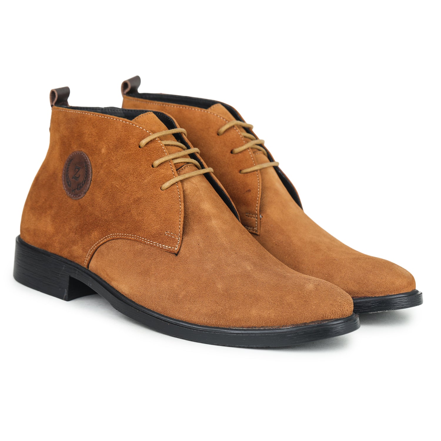 High Ankle Genuine Leather Textured Formal Lace-Up Boots for Men - B93