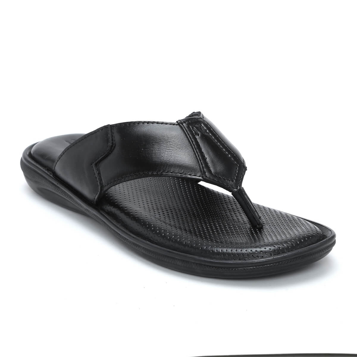 Comfortable Black Leather Slippers for Men C26 – Zoom Shoes India