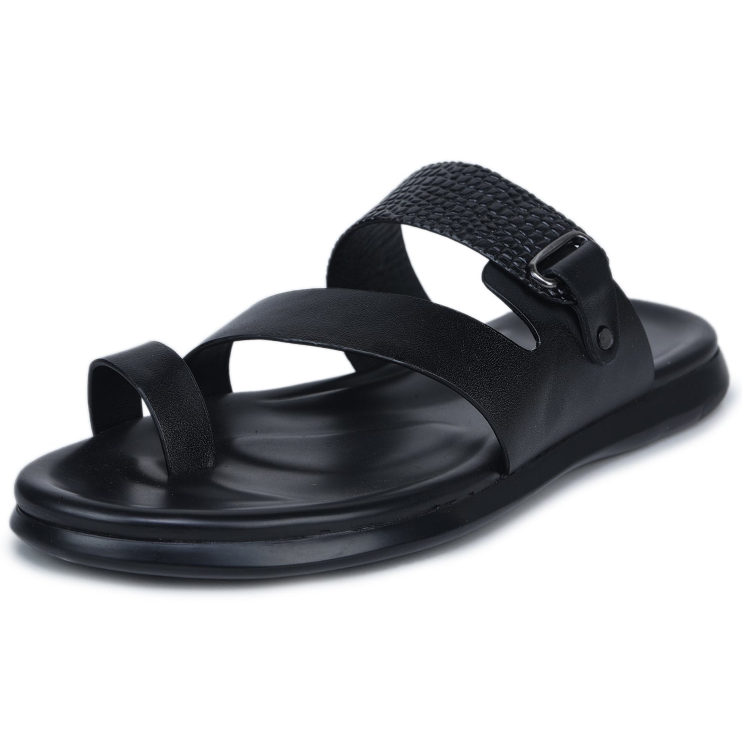 Men’s Textured Genuine Leather Casual Slip-On Comfort Slippers - CN46
