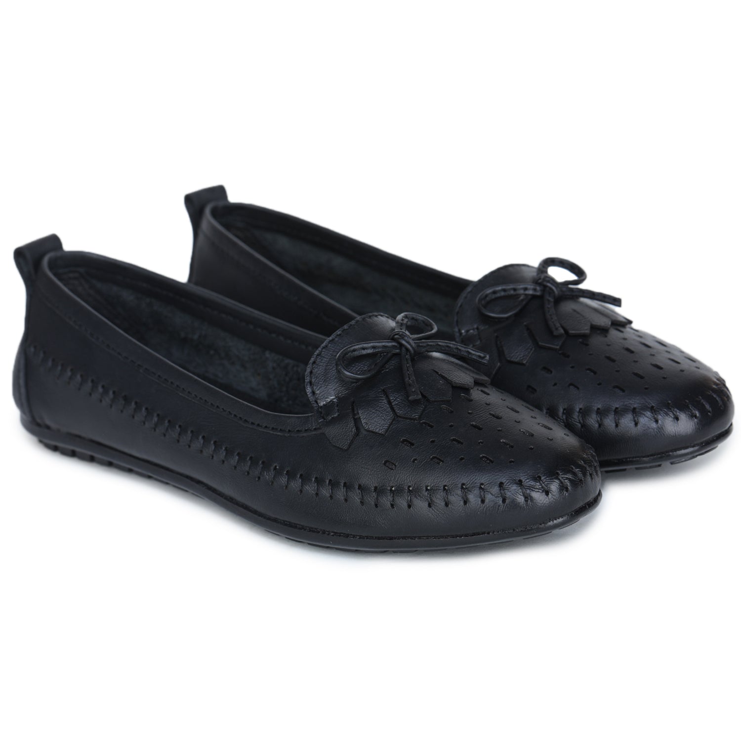 Women’s Genuine Leather Textured Bellies with Bow Detailing - FUEL