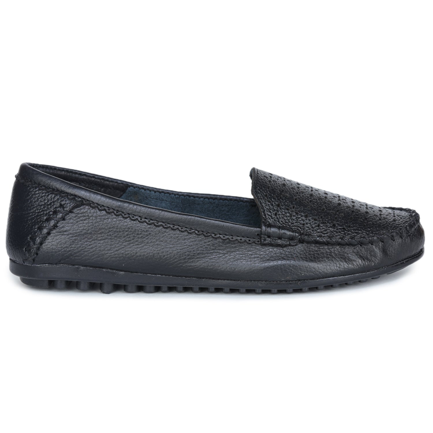 Women’s Genuine Leather Textured Slip-On Comfort Bellies – Black - MAGGI